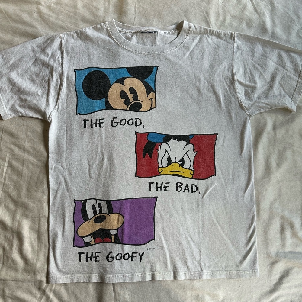 VTG Disney White Tee with Mickey, Donald, and Goofy